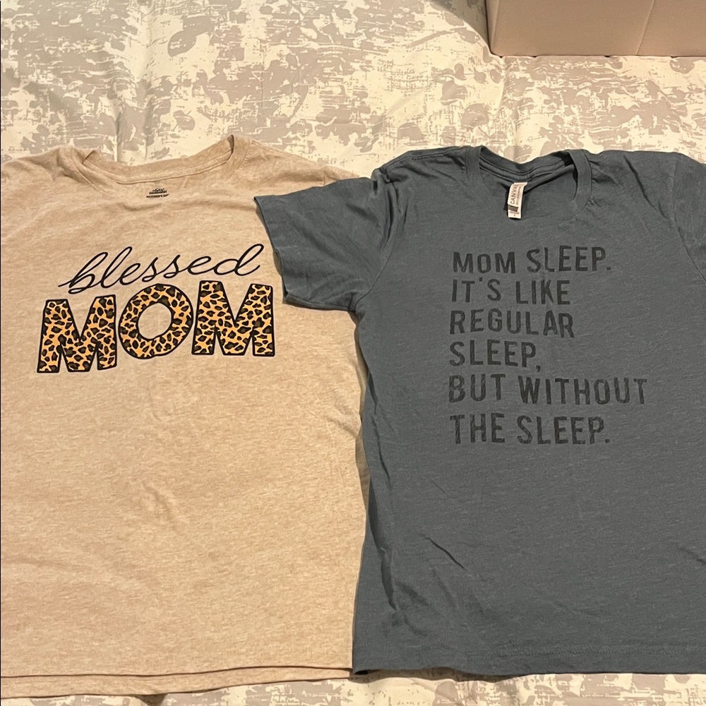 Graphic Mom Tees - Beige and Blue